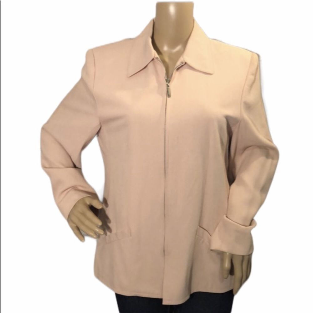 Lands’ End Vintage Pale Pink Blazer Zip Front Size 10P Petite